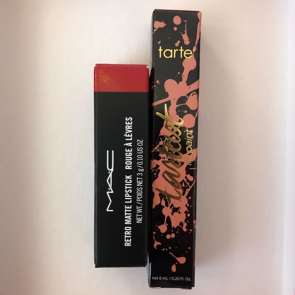 Lip duo (Mac ruby woo, Tarte lip paint homeslice)